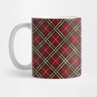 Pretty Simple Check Pattern Stripes Dark Red Shades of Gold Mug